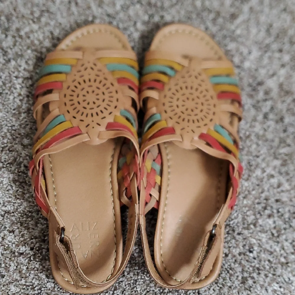 🌈 Naturalizer Leather Slingback Sandals – Size 7 – Multicolor Woven Design - Picture 6 of 10